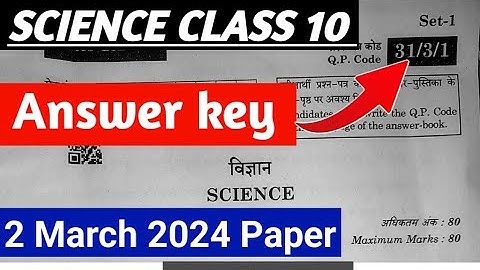Science Answers key | Class 10 | Cbse Board Exam 2024 | Set 1 | Science Question Paper 2024 Answers