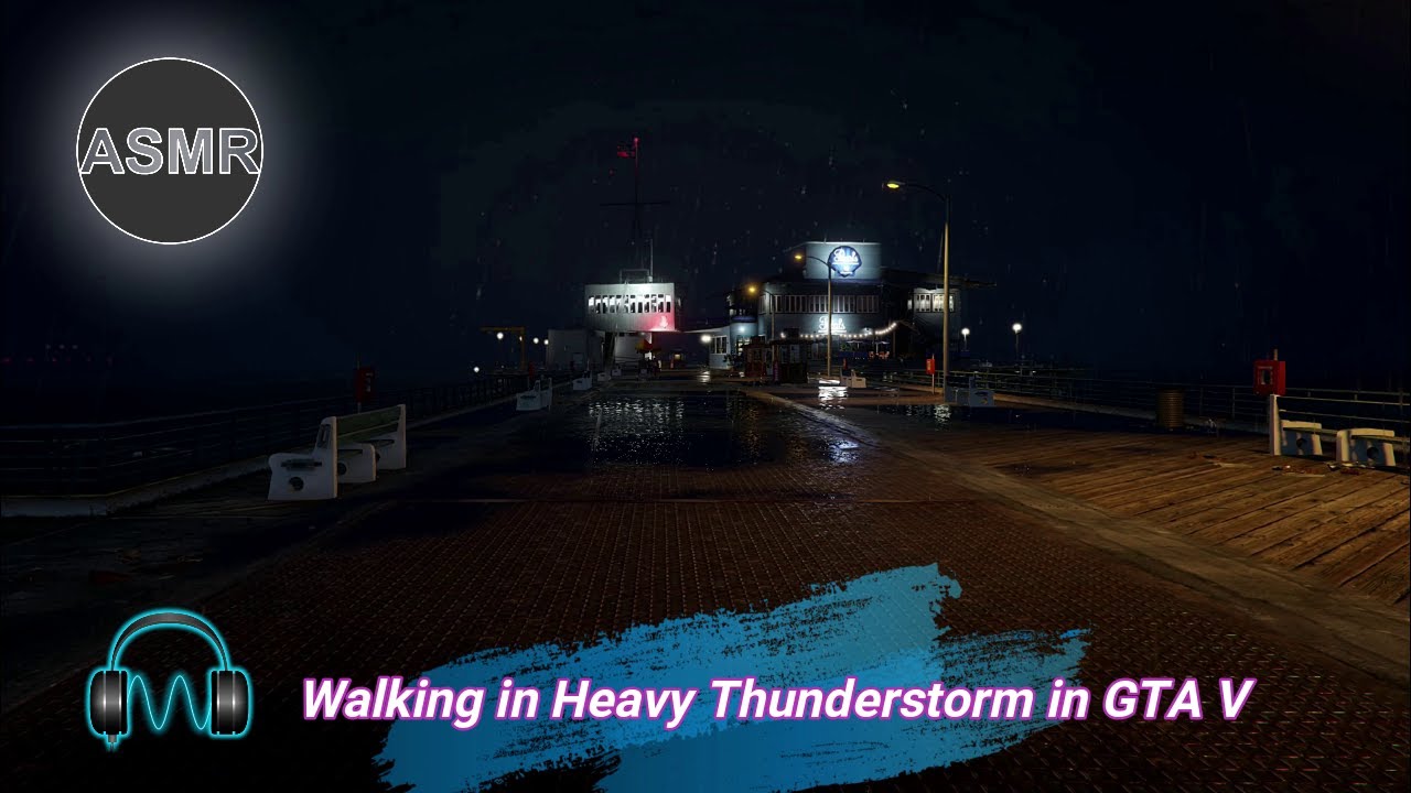 Walking in Heavy Thunderstorm at Night in GTA V | ASMR 4K | Ultra HD ...