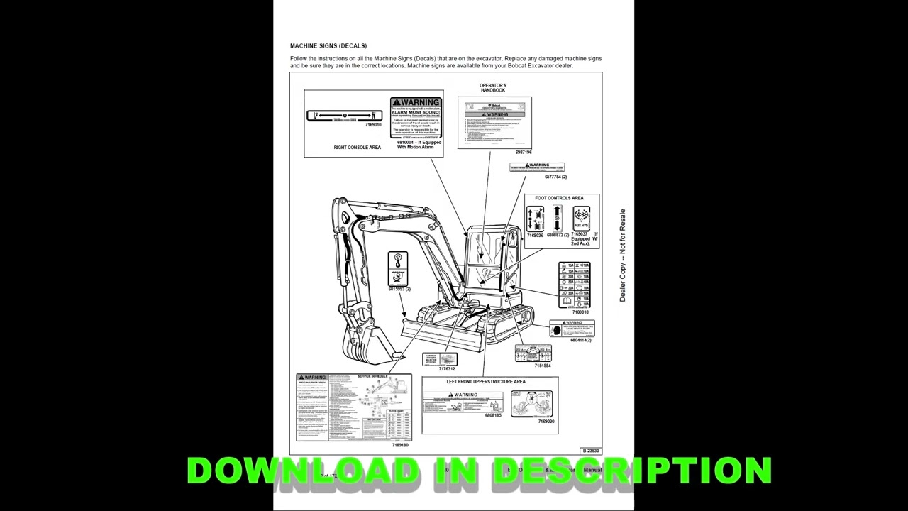 Bobcat E60 Compact Excavator Operator’s Manual PDF English – Complete Operation Guide