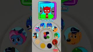 🍿🎨🌈 Sprunki OC Colour Mixing Battle: PJ Masks VS Sheriff Labrador #satisfying #colourmixing #colors