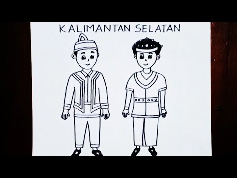 Menggambar Pakaian Adat Kalimantan | How to draw Kalimantan Traditional