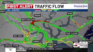 VIDEO: FIRST ALERT: Lanes closed following crash on I-26 near Ashley Phosphate Road exit