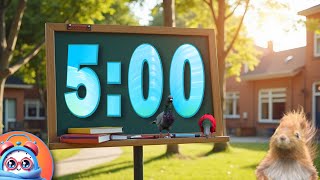 5 Minute Timer with fun Music back to school squirrel dance