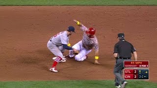 STL@CIN: Suarez safe at second after steal, review