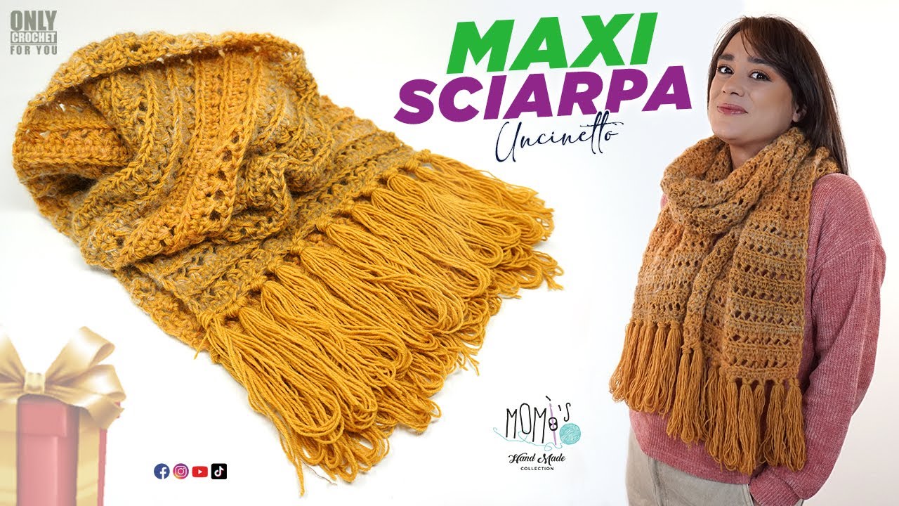 MAXI SCIARPA SUPER FACILE 🎁 EASY CROCHET SCARF 🌻@Momì's #crochet #tutorial #crochetscarf