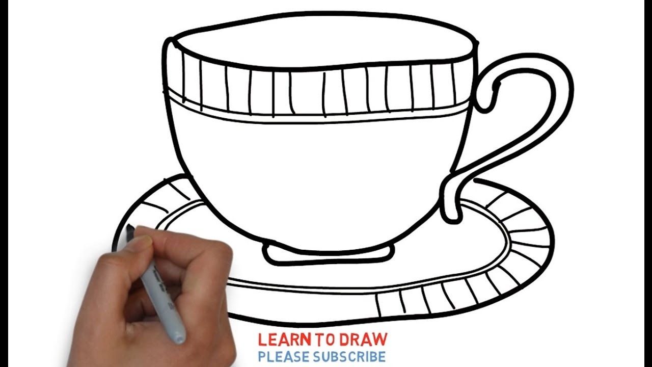 How To Draw A Cup Of Tea For Kids Step By Step Youtube