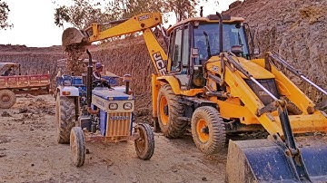 Jcb 3dx Backhoe Mechine Loading Red Mud in Mahindra and Swaraj Tractors || Jcb Working Videos