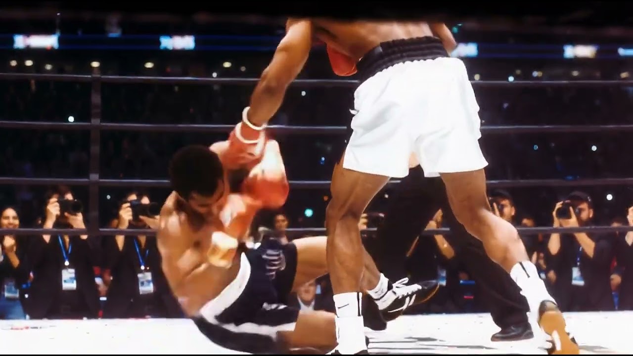 There is a boxing match in the picture