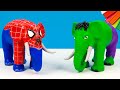 Diy elephant mod superheroes hulk and spider man with clay  polymer clay tutorial