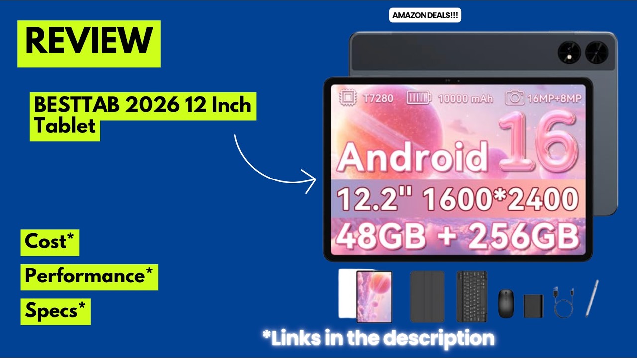 BESTTAB 2026 12 Inch Tablet Review | 48GB RAM, 2.5K Display