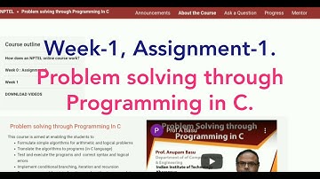 NPTEL || Problem solving through programming in C || Week 1, Assignment 1 2021 || Swayam ||