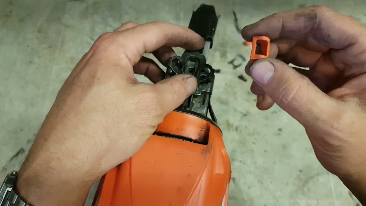 Paslode probe rod disassembly cleaning with dry brush and compressed air