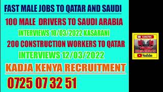VERY FAST JOBS FOR MEN TO QATAR & SAUDI ARABIA INTERVIEWS THIS WEEK