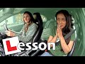 Driving lesson on road positioning and clutch control