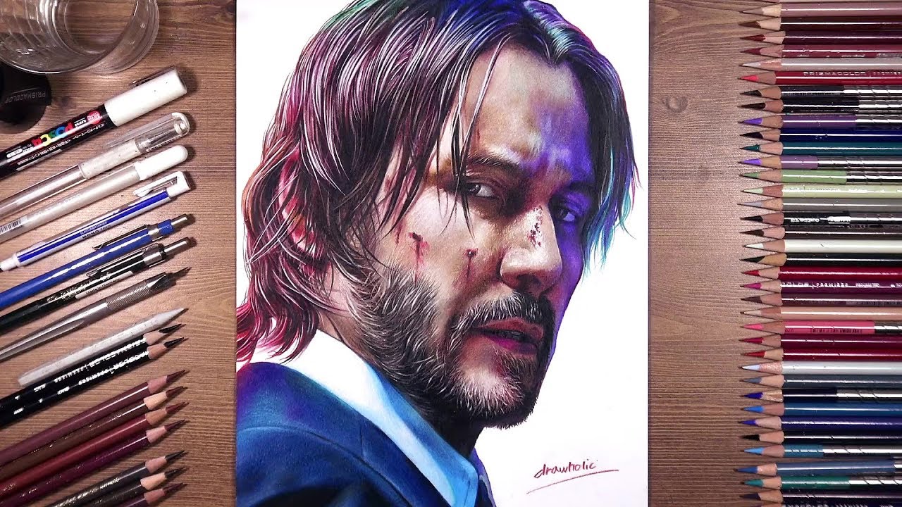 Graphite Drawing John Wick Drawing by Beatriz Chico - Fine Art America