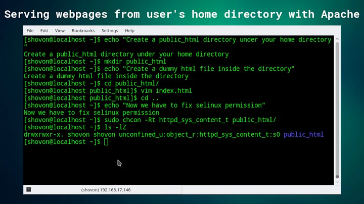 Serve Webpages from User's Home Directory with Apache on CentOS 7 (SElinux Version))