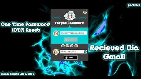 VB.NET/2010 Password Reset, OTP via Gmail Database(Access) Part 2/2