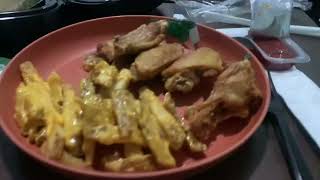 I am Eating WingsStop I eating plan Wings Cheese Fries and Coca-Cola