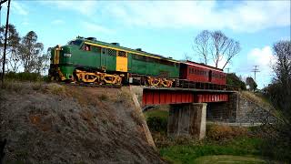 SteamRangers Alco 958 completes its transfer workload by transferring a Heritage Wooden Carriage