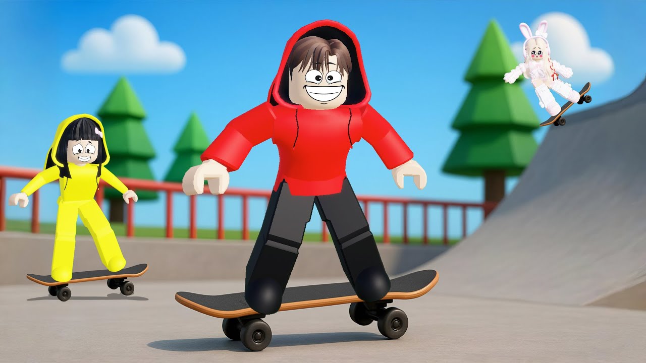 Yuta, Miio Dan Baby Celine Berlatih Main Skateboard Sampai Bisa || ROBLOX