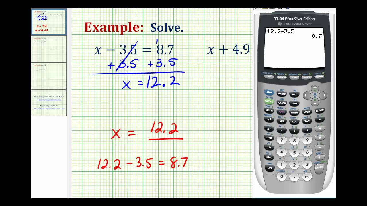 Ex: Solve a One Step Equation With Decimals by Adding and Subtracting