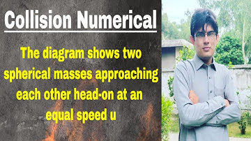 The diagram shows two spherical masses approaching each other head-on at an  || Physics Numerical ||