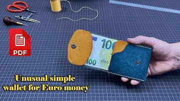 Free PDF template. How to make this unusual simple leather wallet for Euro money💶💳 DIY