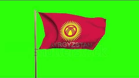 Kyrgyzstan flag with title waving in the wind. Looping sun rises style. Animation loop Stock video