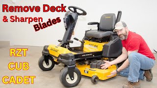 How to remove your  mower deck, sharpen and balance blades on Cub Cadet RZT SX (step by Step)