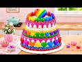 DIY Rainbow Jelly Cake 🍋 So Pretty Mini Buttercream Cake With Heart Cream | Chocobite Bakes