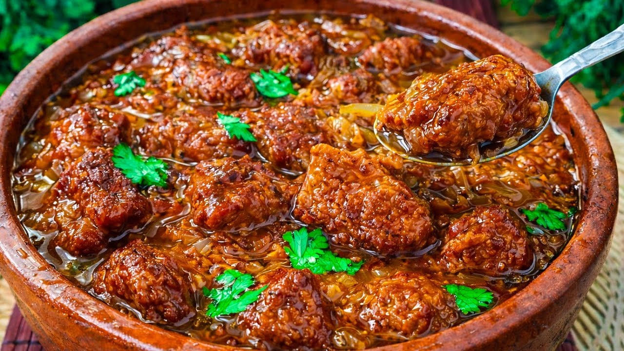 بقطعة لحمة وبثوانى اعمليه🔴 طاجن اللحمة بالبصل زبدة💥 أحلي فطار تقدميه🌙طعم يشرفك في عزومات رمضان