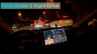 2022 Tesla Model 3 Performance Night Drive 4K Video Car Fans
