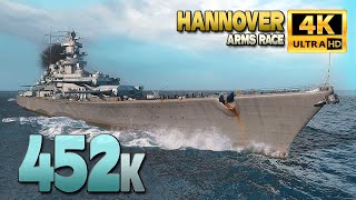 Super-Battleship Hannover with +450k damage in Arms race - World of Warships