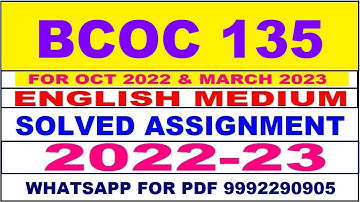 bcoc 135 solved assignment 2022-23 in english | bcoc 135 solved assignment 2022-23 | bcoc 135 2023