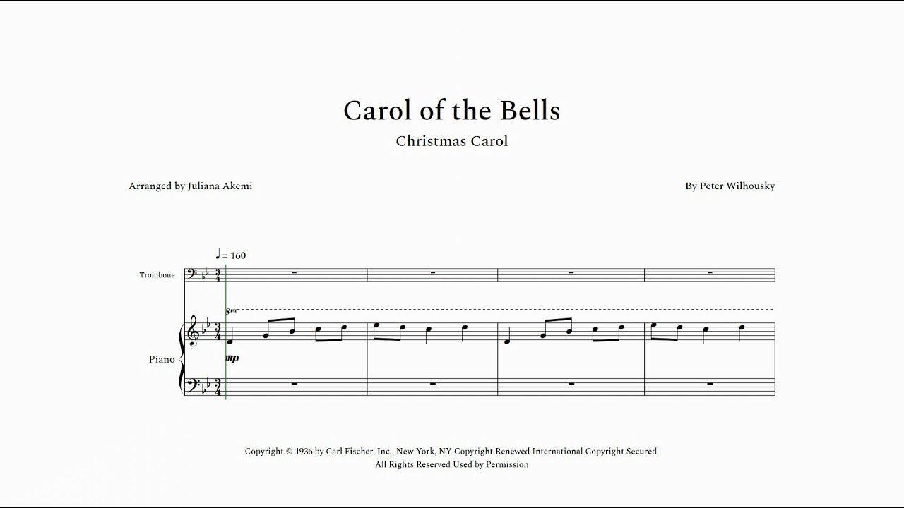 Carol of the Bells - Peter Wilhousky | TROMBONE AND PIANO SHEET MUSIC ...