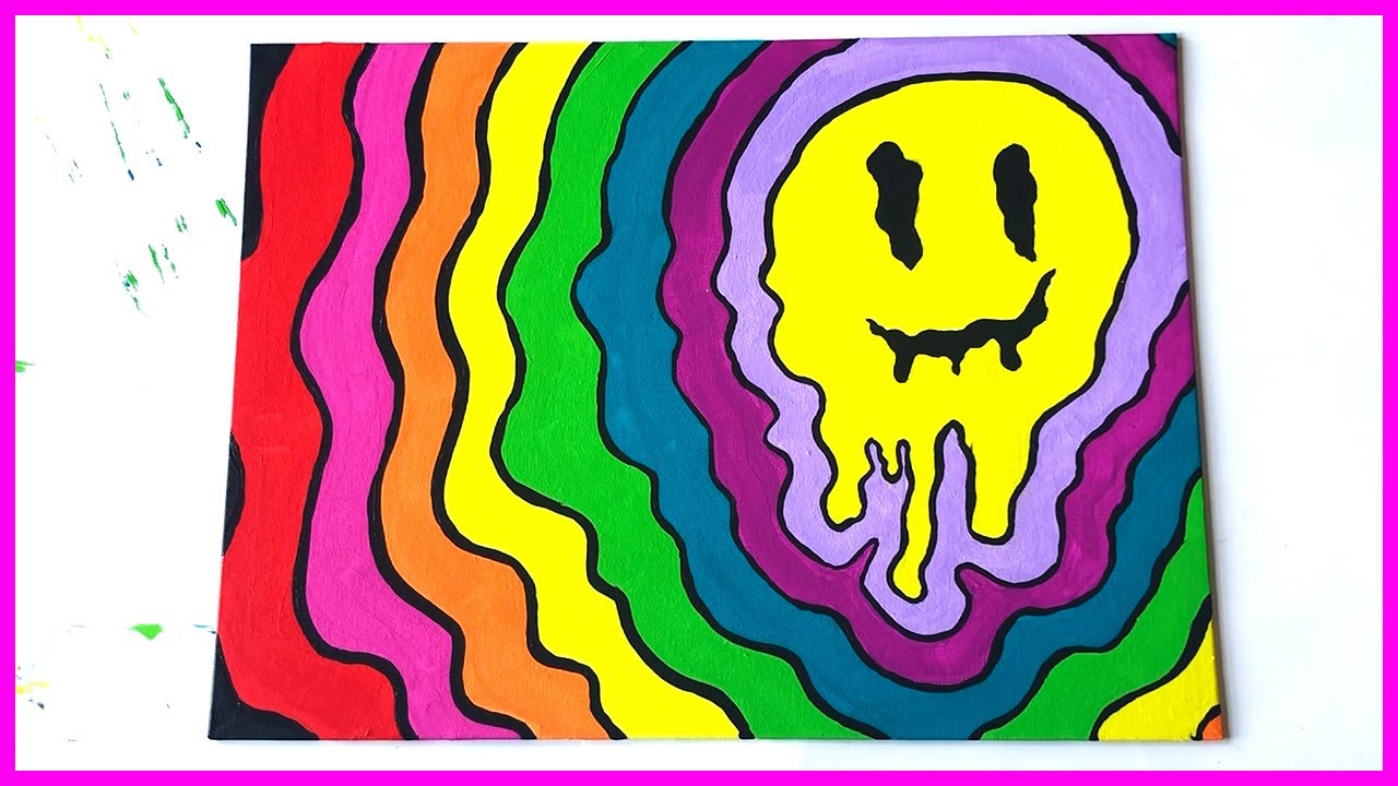 How To Paint A TRIPPY Dripping Smiley Face // two + art - YouTube.