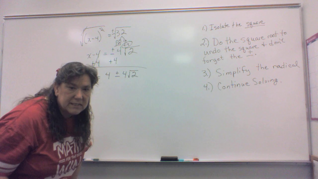 Math 111 Solve Quadratic Equations using the Square Root Property - YouTube