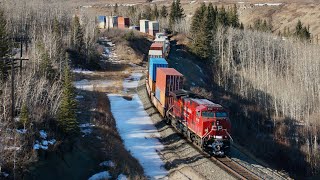 HUGE TRAIN!!! CP 8955, CP 8901, and CP 8115 Lead CP 113 west at Mitford, Alberta