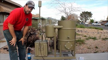 amazing homemade gasifier uses wood pellets to run generator -- renewable alternative energy video