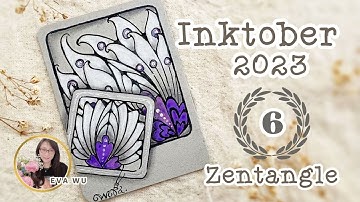 Day 6 Inktober 2023 Zentangle Tangle #Imaritas 禪繞畫 #2385 by Eva Wu ゼンタングル ATC tile