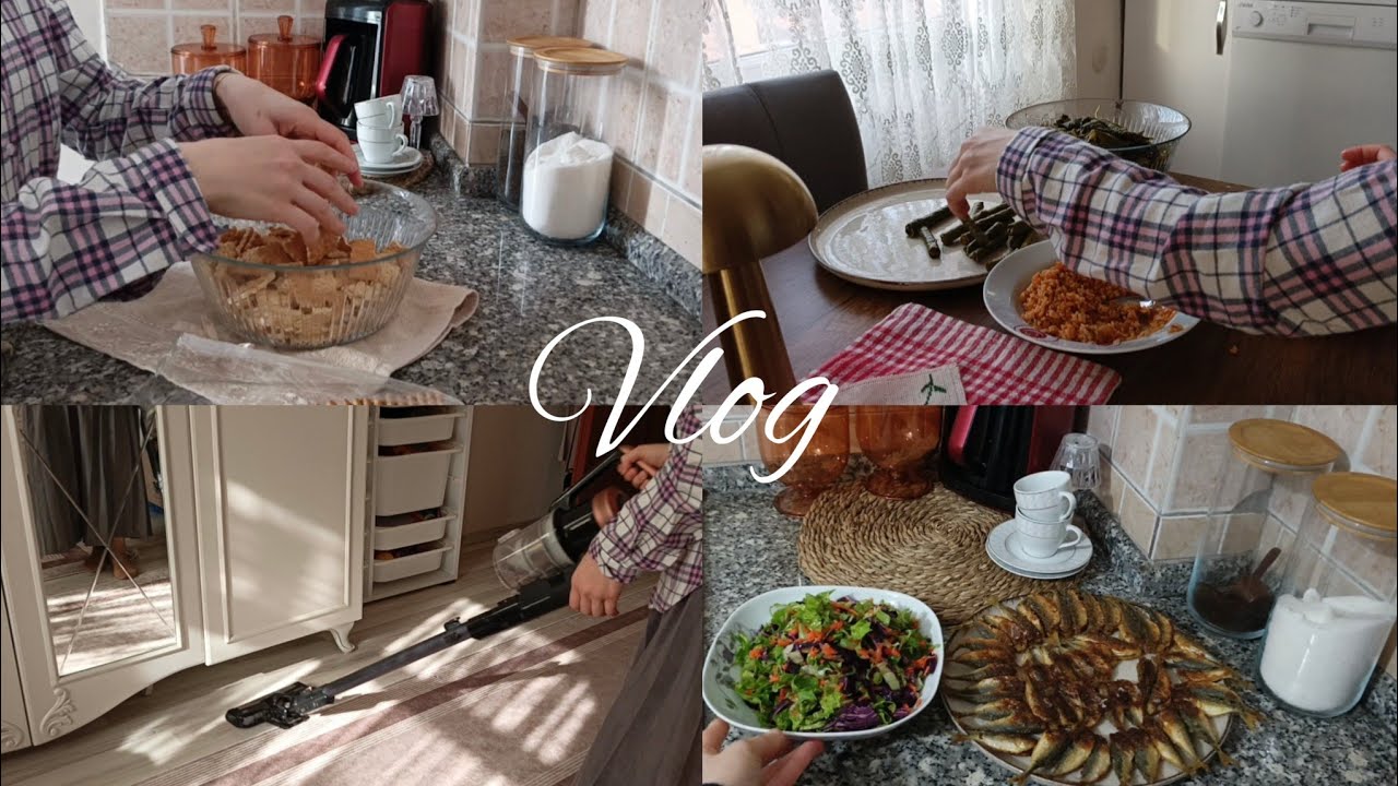 Sessiz vlog🌿 Günlük temizlik Balık günü,🐟 Ramazan öncesi hazırlık mozik pasta🍰Sarma