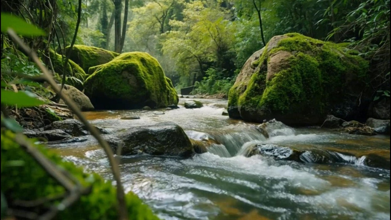 Mossy River ASMR 💚 Clean Stream Flow for Meditation, Anxiety Relief & Night Relax