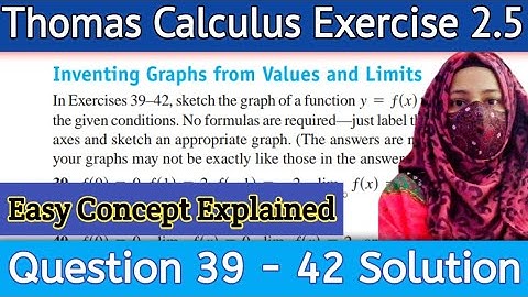 Thomas Calculus Exercise 2.5 Question 39-42 solution | Inventing Graphs from Values and Limits