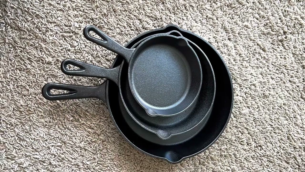 Unboxing my first cast iron skillet set ll preseasoned 3piece cast