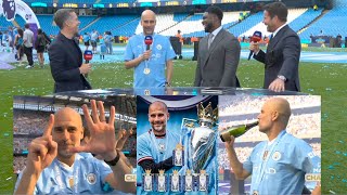 Pep Guardiola Reacts To His 6th Premier League Championship Gary Neville And Thierry Henry Review