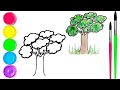 How To Draw  cute Tree Drawing, Painting & water Coloring For Kids and Toddlers_🌈🎨
