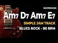 Am7 D7 Am7 E7 Backing Track | 80 BPM | A Minor Blues Rock Jam Track