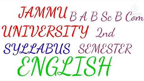 Jammu University B A B Sc B Com 2nd Semester Syllabus English #jammuuniversitysyllabusenglish