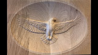 How to carving 3D Wood an American bald eagle with DIY CNC router generating tool path - Aspire9.5