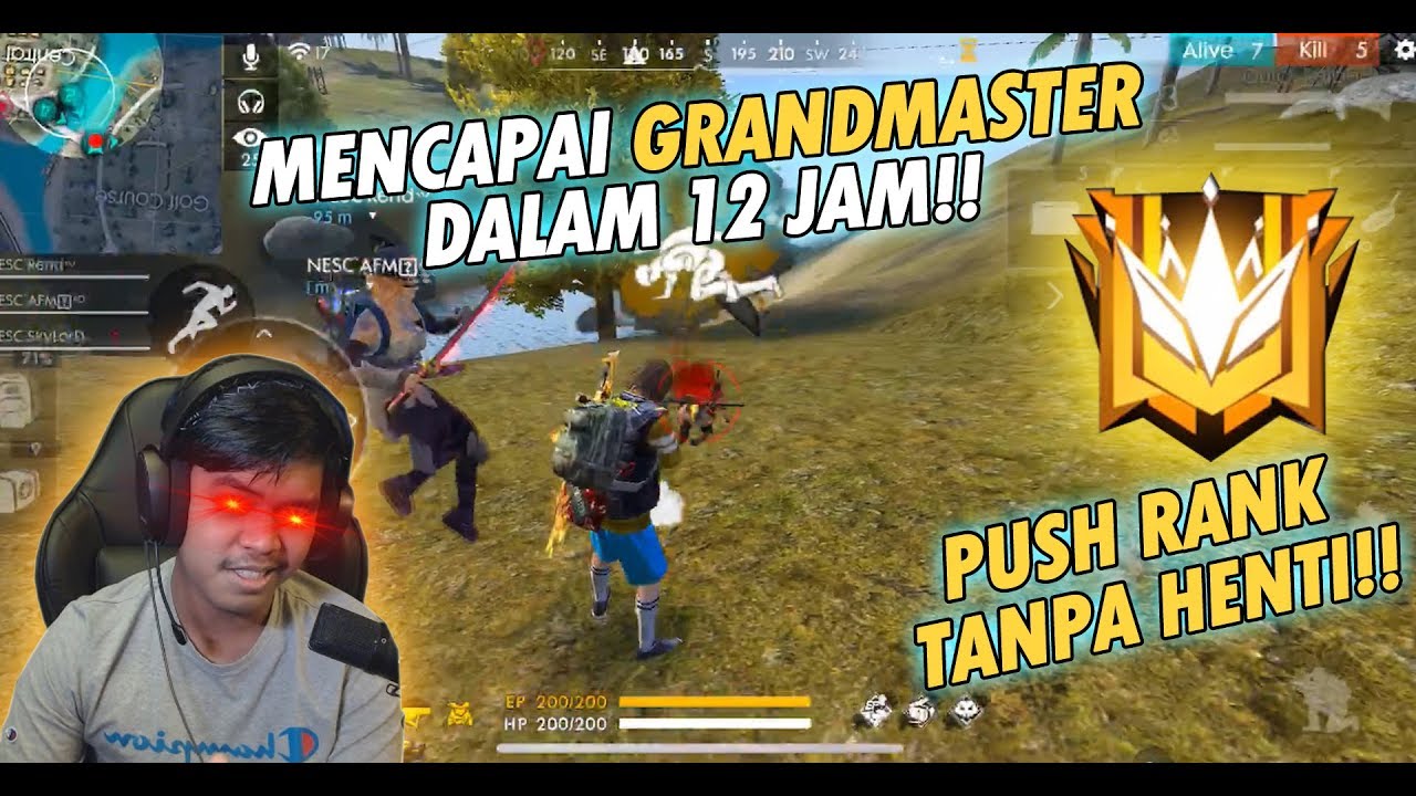 TEMBUS RANK GRAND MASTER CUMAN 12 JAM FREE FIRE INDONESIA YouTube